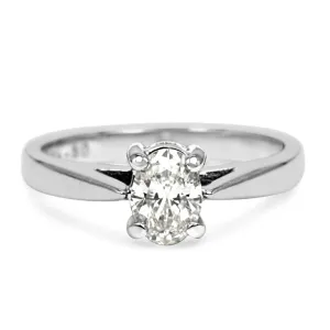 0.50ct Oval Cut Diamond Ring - 18ct White Gold