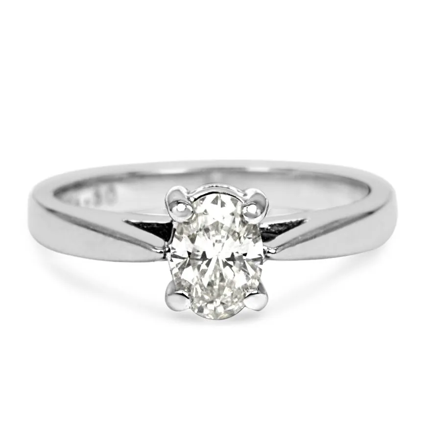 0.50ct Oval Cut Diamond Ring - 18ct White Gold