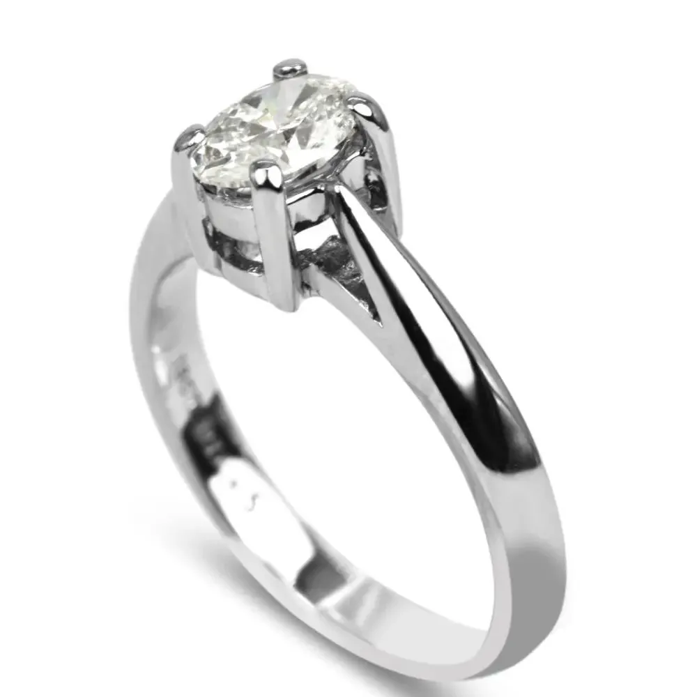 0.50ct Oval Cut Diamond Ring - 18ct White Gold