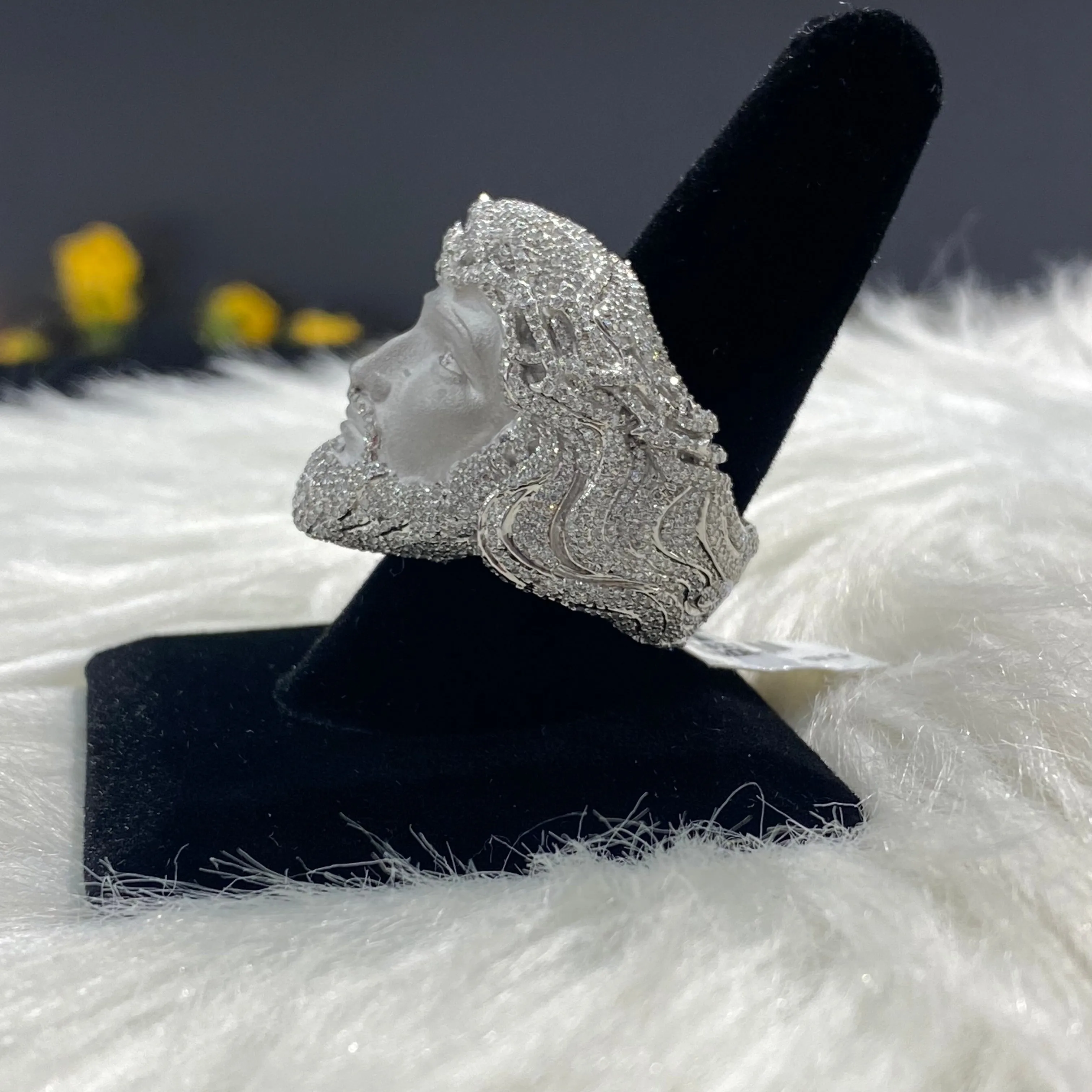 10K White Gold Diamond Jesus Ring 2.65Ct Dia / 31.2gr / Size 10