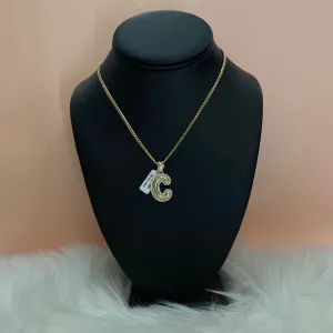 10K Yellow Gold Diamond Letter C  Pendant / 4.8gr