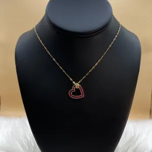 10K Yellow Gold Ruby Heart Jewelry Set / 4.2gr