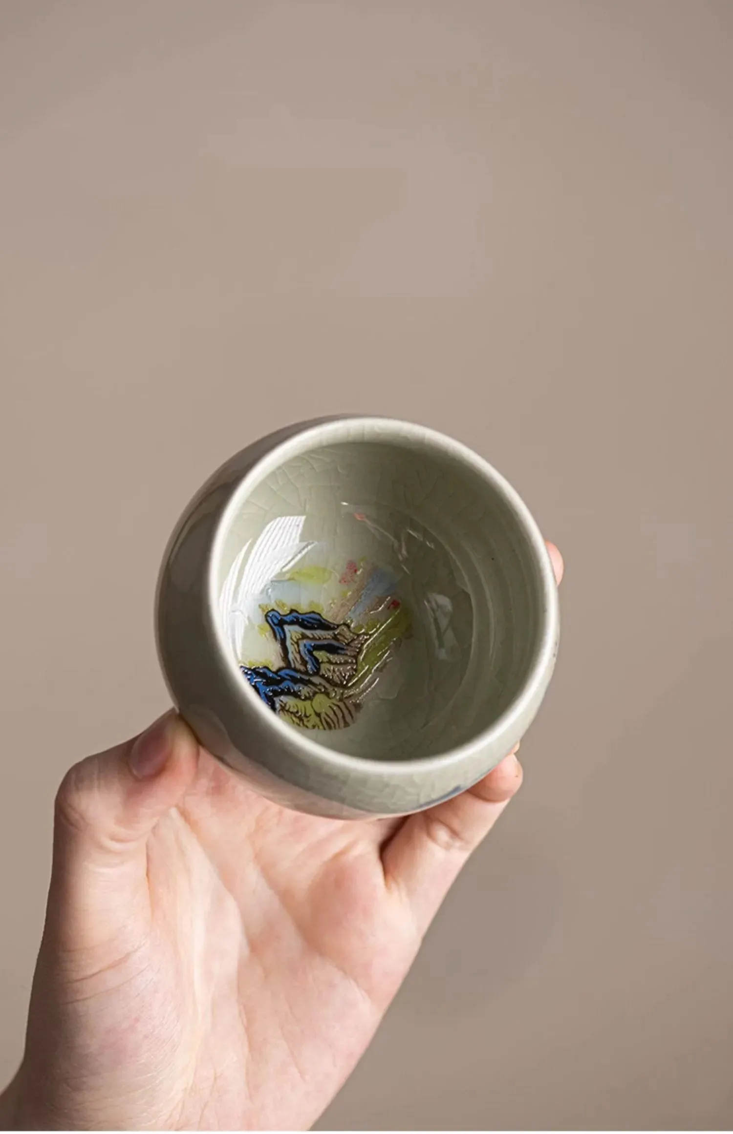 140ml Exquisite Ice Crack Glaze Ceramic Tea Cups Hand-painted Porcelain Master Cup Exquisite Teacup Tea Accessories