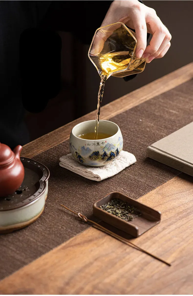 140ml Exquisite Ice Crack Glaze Ceramic Tea Cups Hand-painted Porcelain Master Cup Exquisite Teacup Tea Accessories