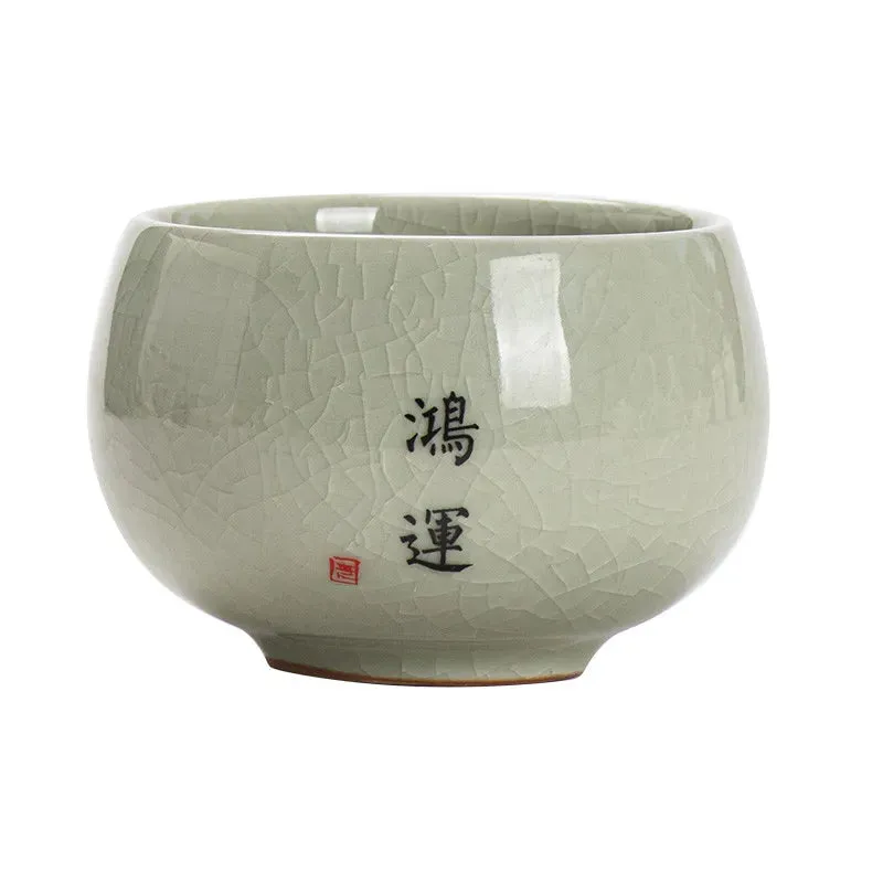 140ml Exquisite Ice Crack Glaze Ceramic Tea Cups Hand-painted Porcelain Master Cup Exquisite Teacup Tea Accessories