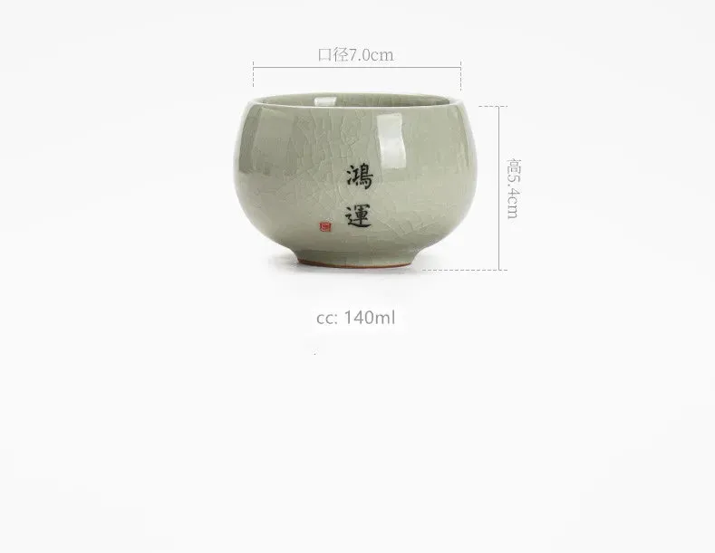 140ml Exquisite Ice Crack Glaze Ceramic Tea Cups Hand-painted Porcelain Master Cup Exquisite Teacup Tea Accessories