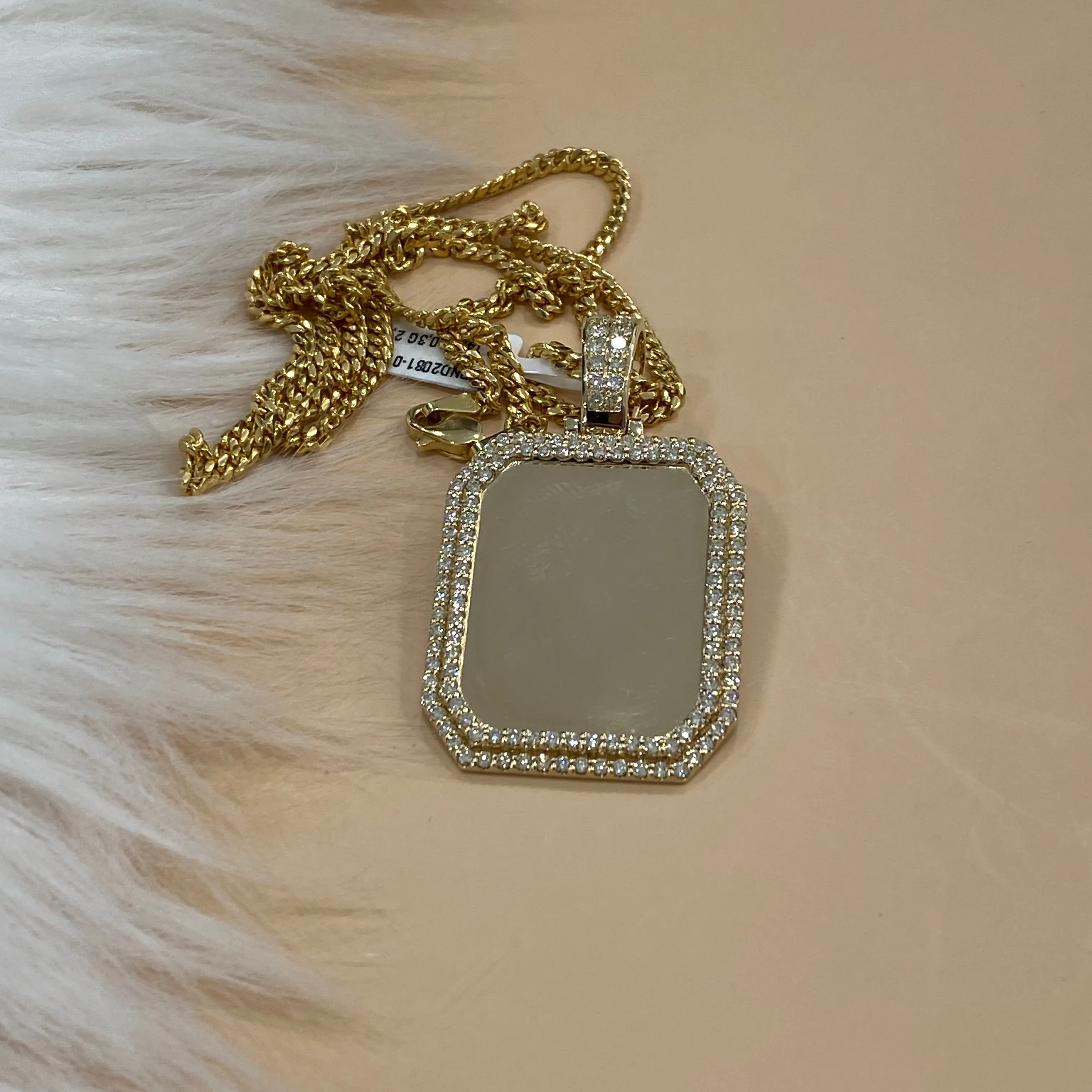 14K Yellow Gold Diamond Square Pendant 2.17Ct / 10.3gr