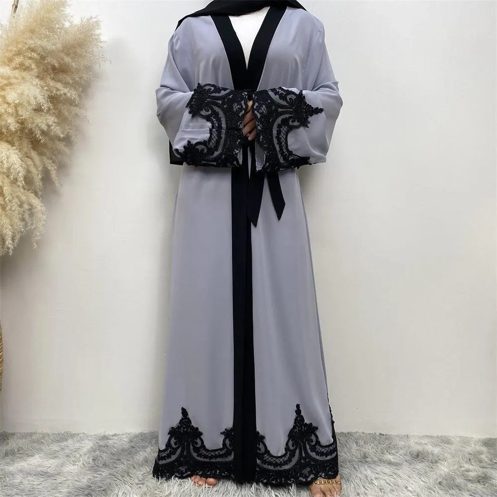 1545#New Arrivals Arab Fashion Printed Lantern Sleeve Cardigan Robe Muslim Abaya