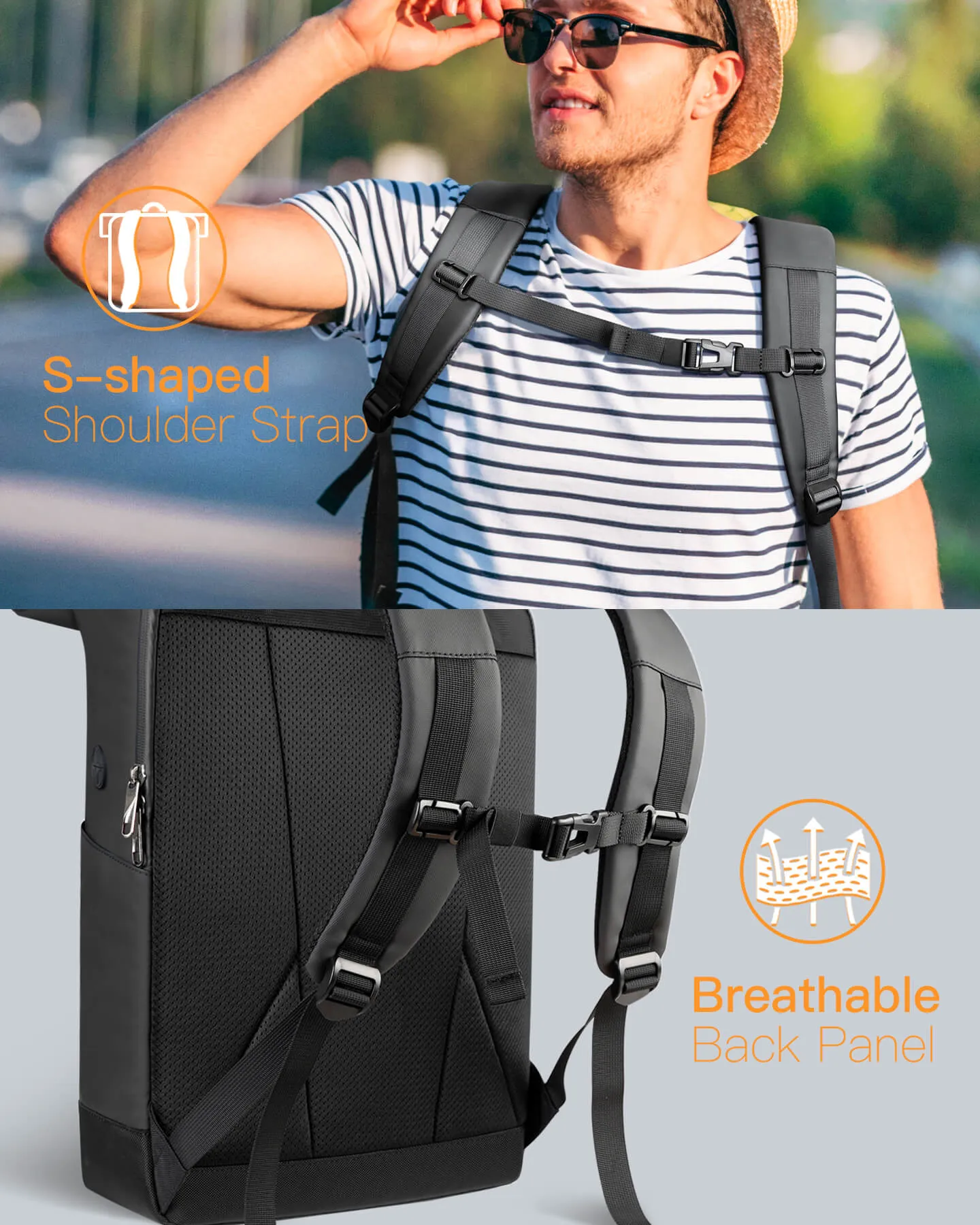 17 Inch 25L-30L Roll Top Vintage Laptop Backpack BP01003
