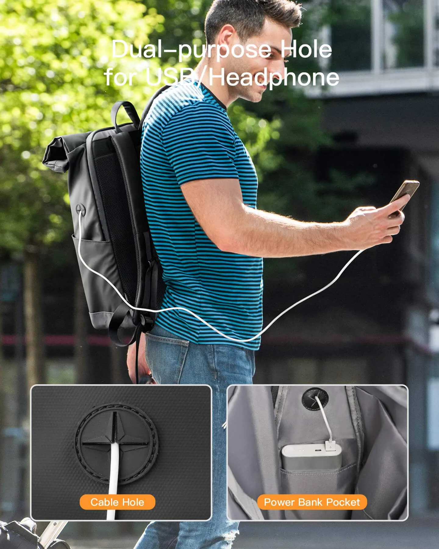 17 Inch 25L-30L Roll Top Vintage Laptop Backpack BP01003