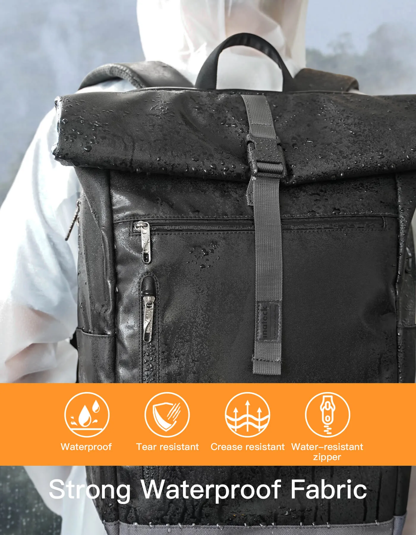 17 Inch 25L-30L Roll Top Vintage Laptop Backpack BP01003