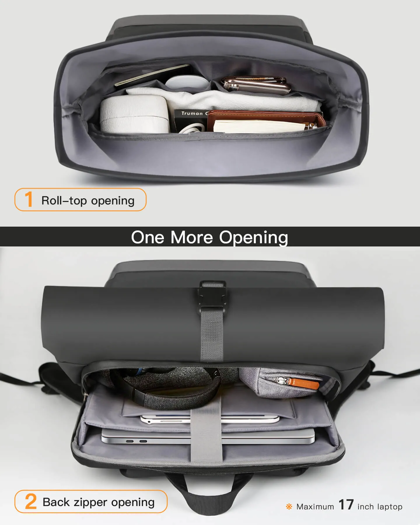 17 Inch 25L-30L Roll Top Vintage Laptop Backpack BP01003