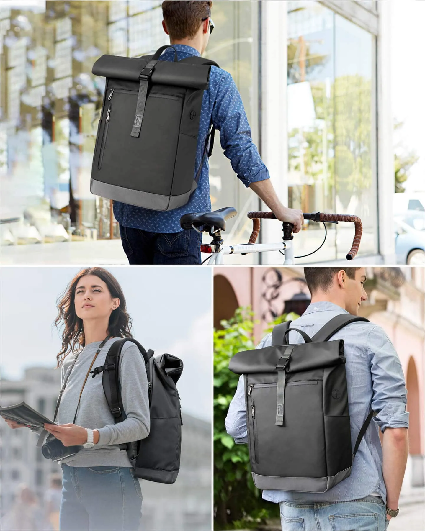 17 Inch 25L-30L Roll Top Vintage Laptop Backpack BP01003