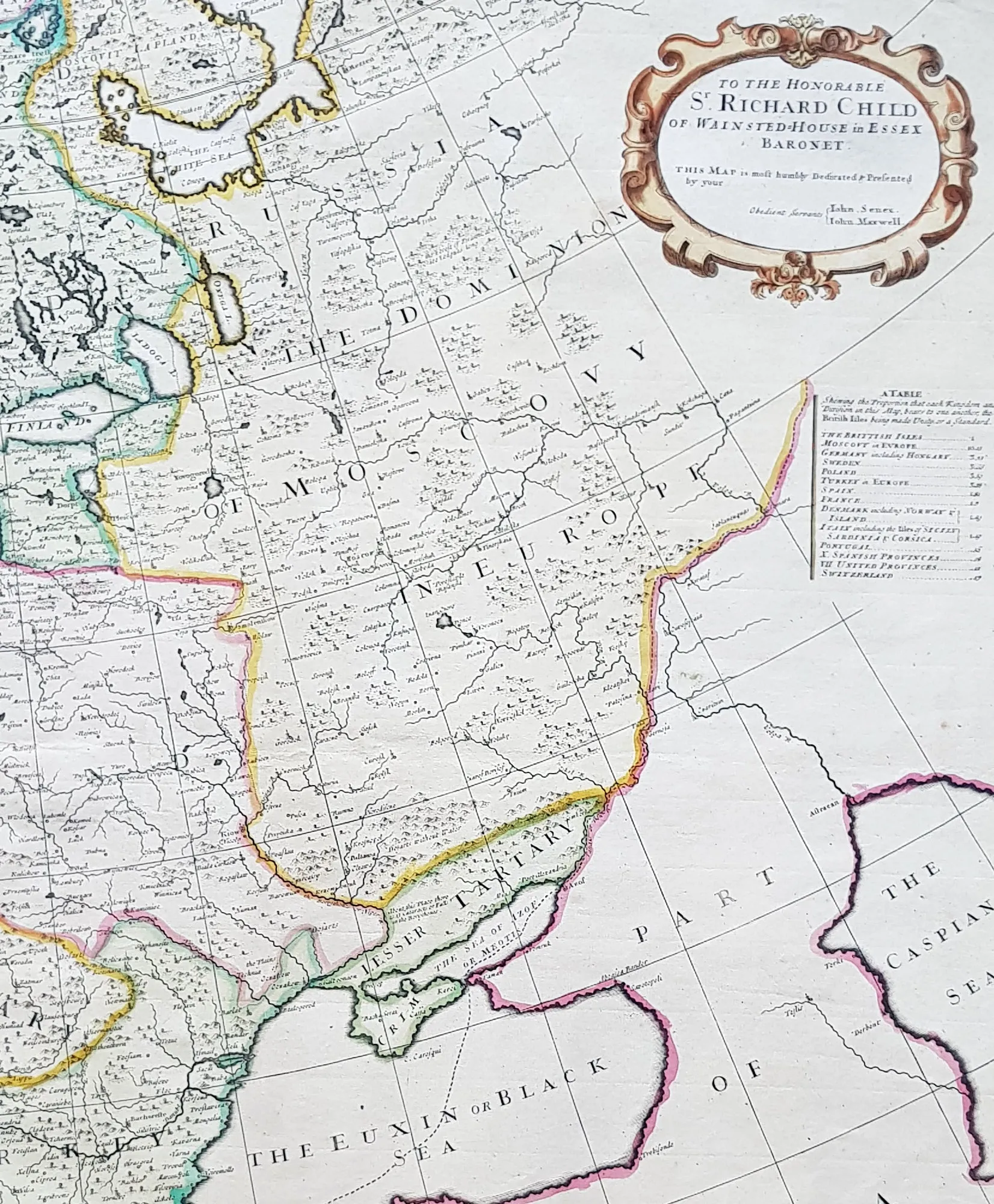 1712 John Senex Large Antique Map of Europe - Iceland, Poland, Russia, Italy