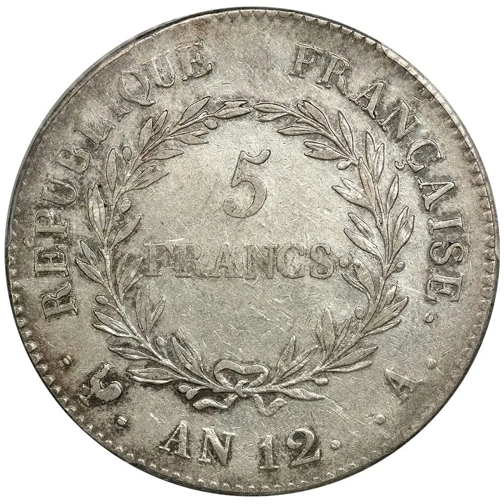 1803-A France Napoleon Silver 5 Francs L'An 12-A KM.660.1 - PCGS AU 50