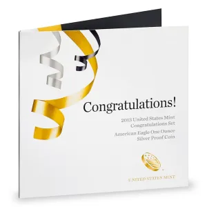 2013 Congratulations Set with 2013-W 1 oz Proof Silver Eagle - Scarce!