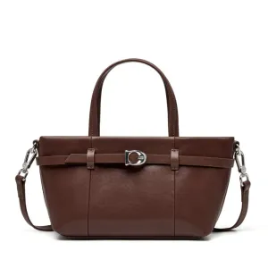 22CM cowhide single shoulder women's leather handbag 2951 coffee