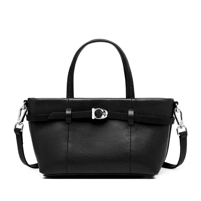 22CM cowhide single shoulder women's leather handbag 2951 coffee