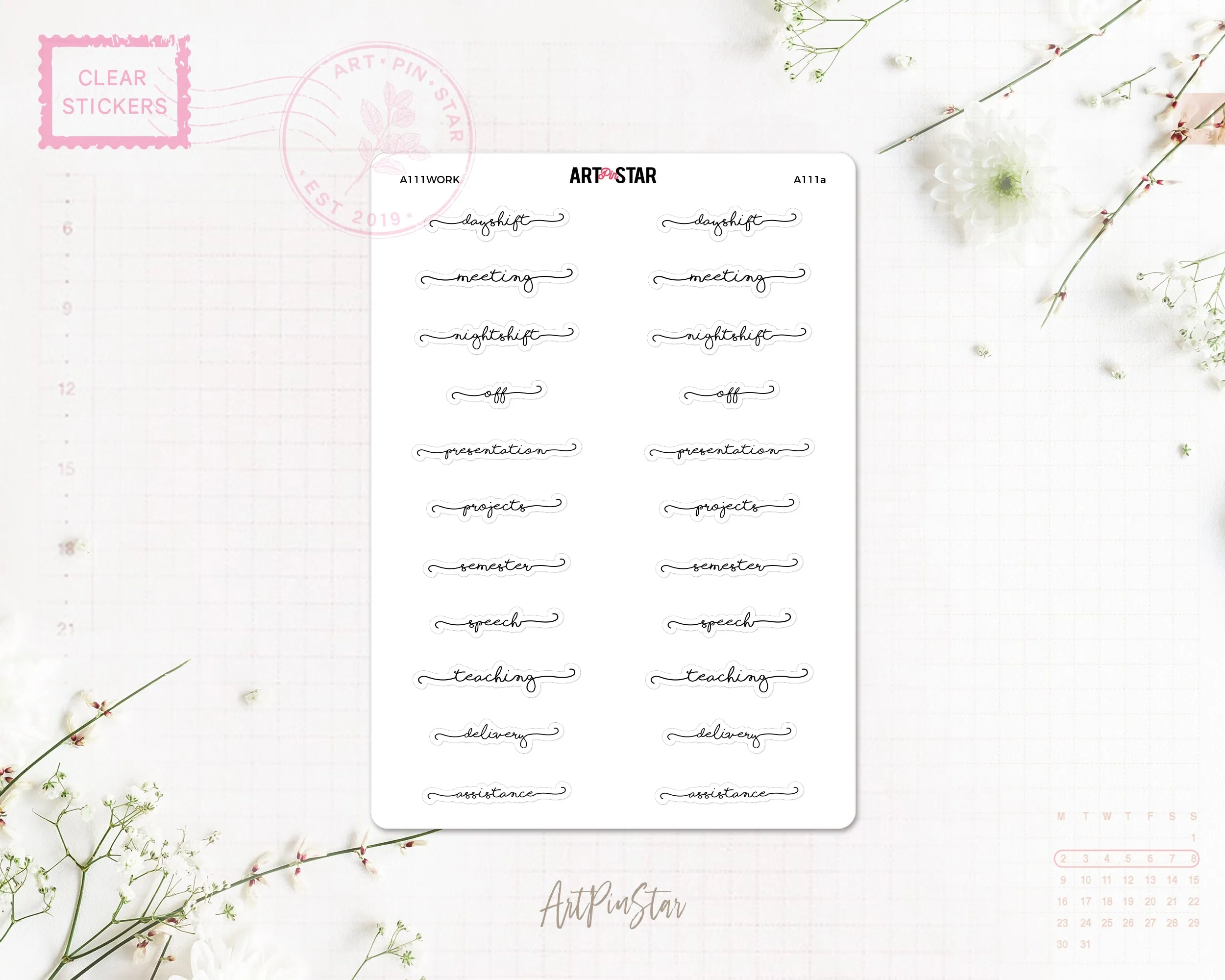 A111a | Lettering Functional Planner, Work