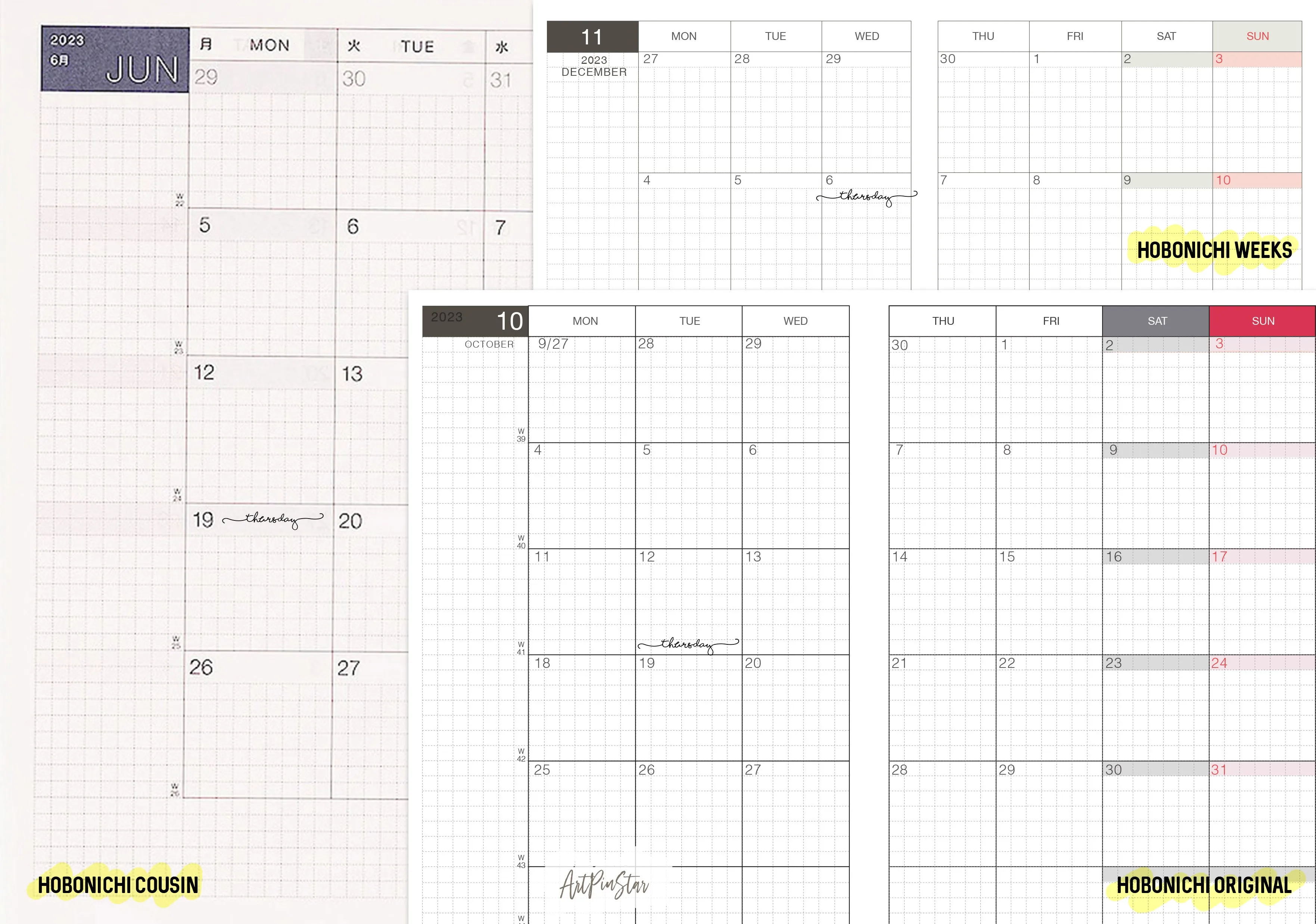 A111c | Lettering Functional Planner, Days