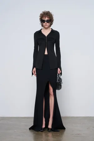 Acetate star sleeve pleated shirt