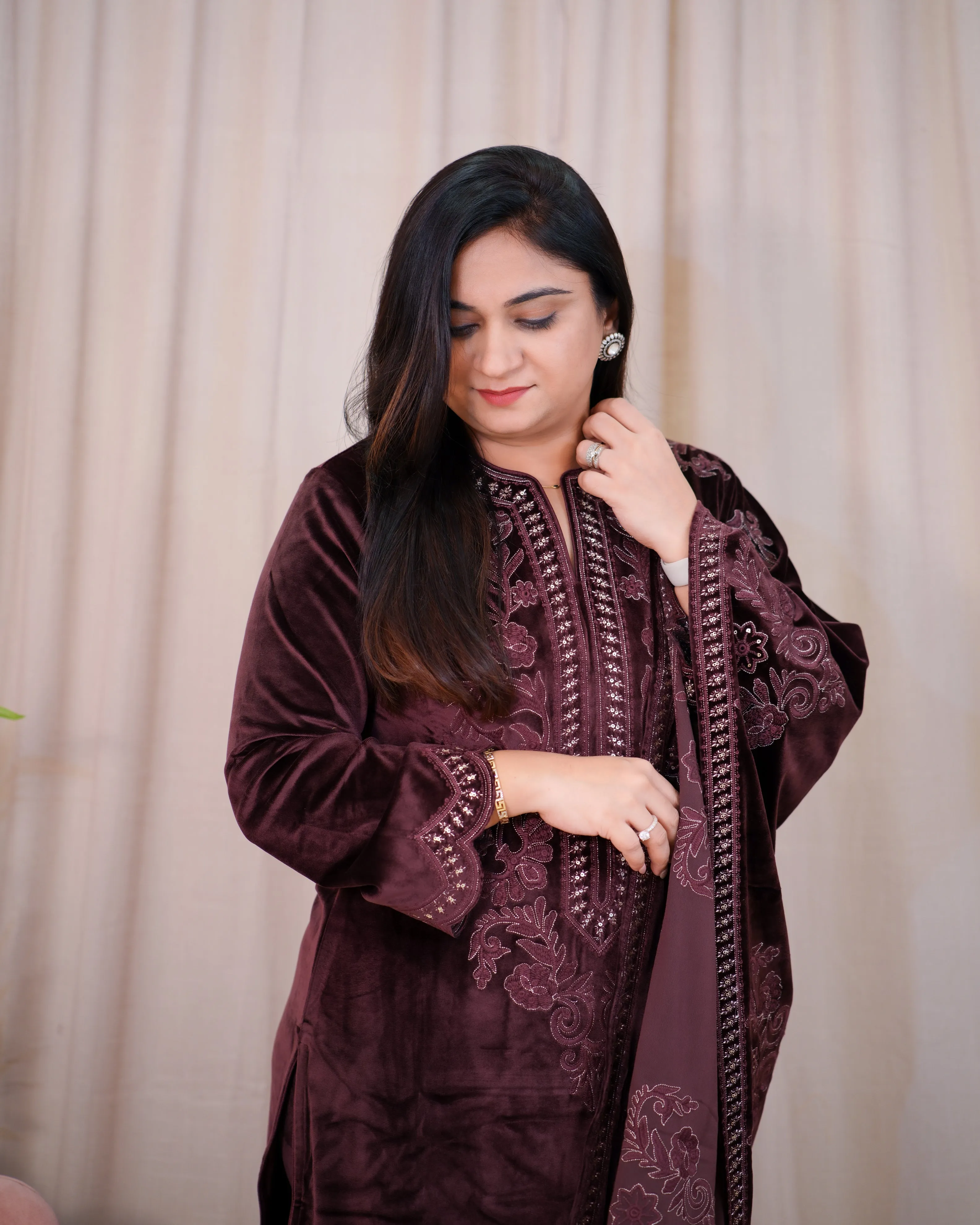Ajooni Embroidered Premium Velvet Pant set