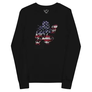 American Flag Softball Catcher - Youth Long Sleeve