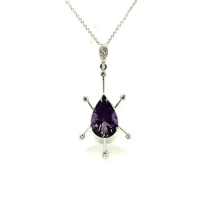 Amethyst And Diamond Sunburst Pendant Ad No.0593