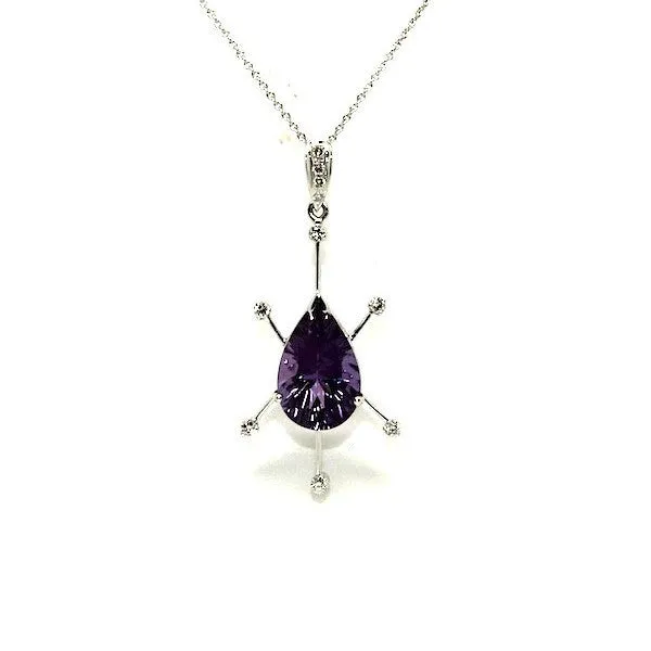 Amethyst And Diamond Sunburst Pendant Ad No.0593