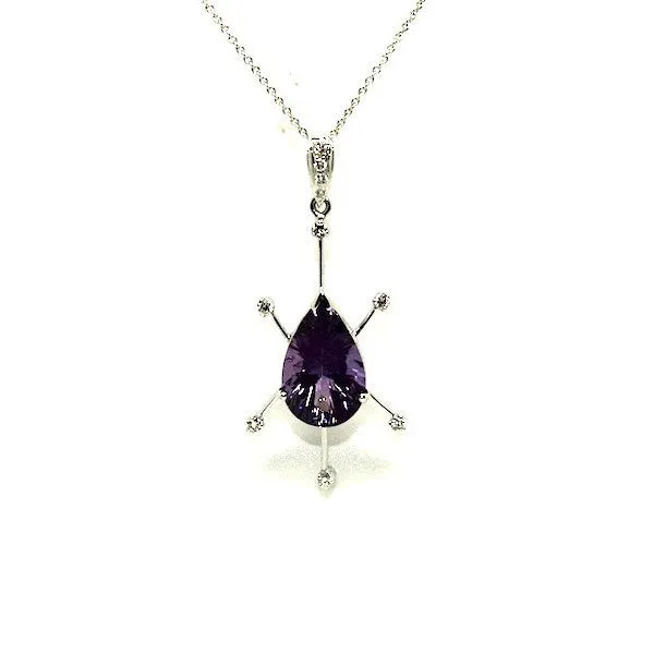 Amethyst And Diamond Sunburst Pendant Ad No.0593