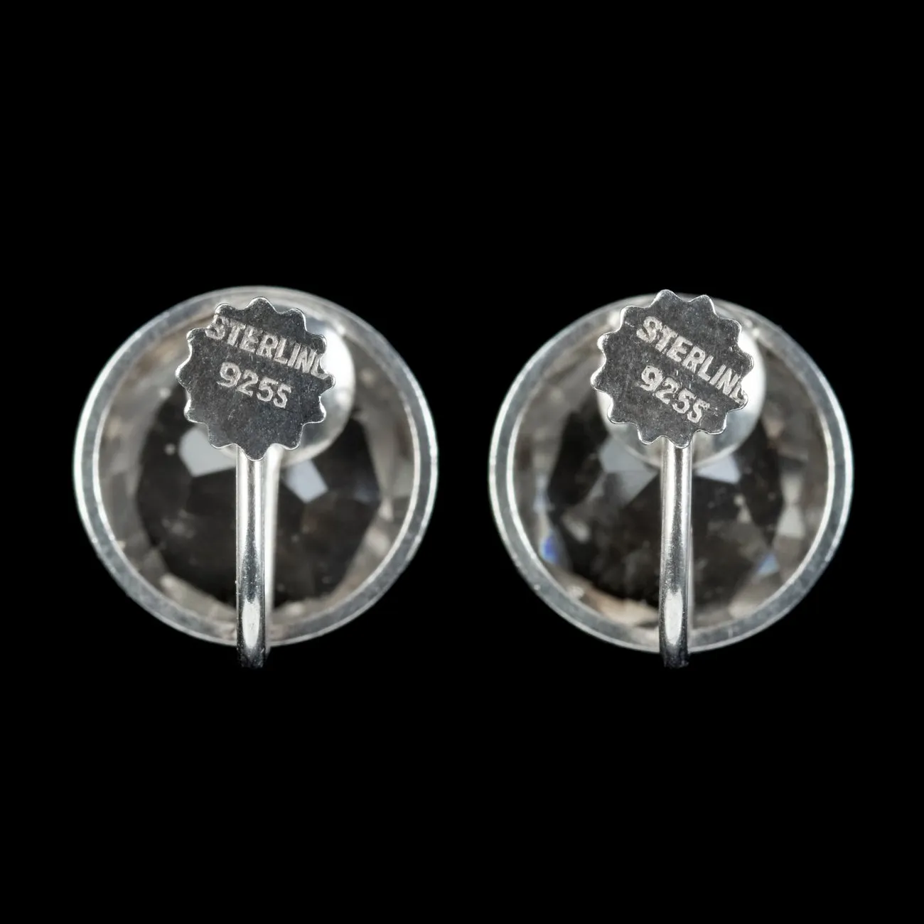 Antique Edwardian Paste Solitaire Earrings Sterling Silver