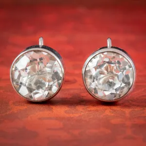 Antique Edwardian Paste Solitaire Earrings Sterling Silver