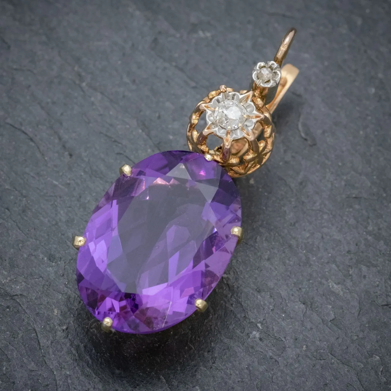 Antique Victorian 18Ct Rose Gold Amethyst Earrings 16Ct Of Amethyst Circa 1900