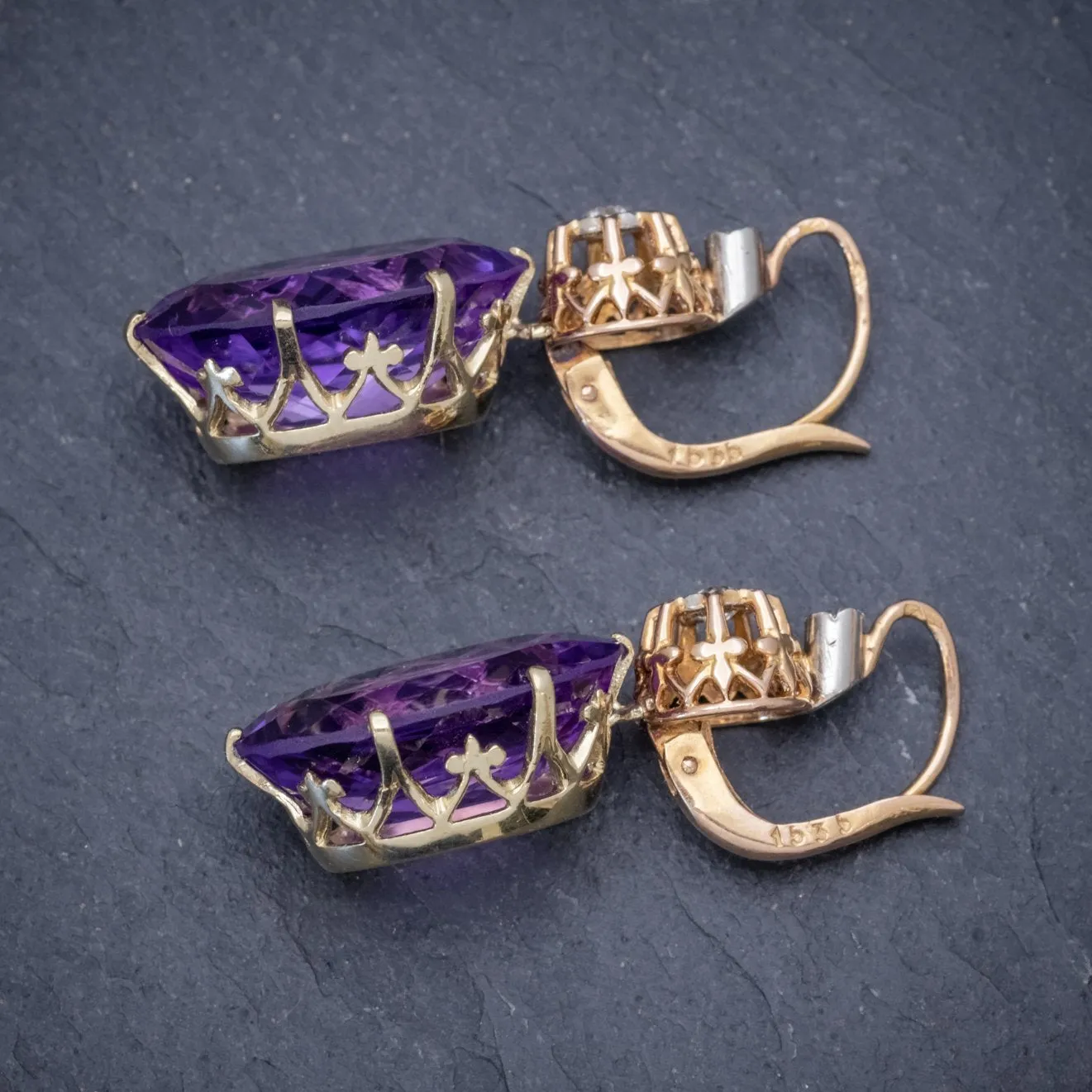 Antique Victorian 18Ct Rose Gold Amethyst Earrings 16Ct Of Amethyst Circa 1900