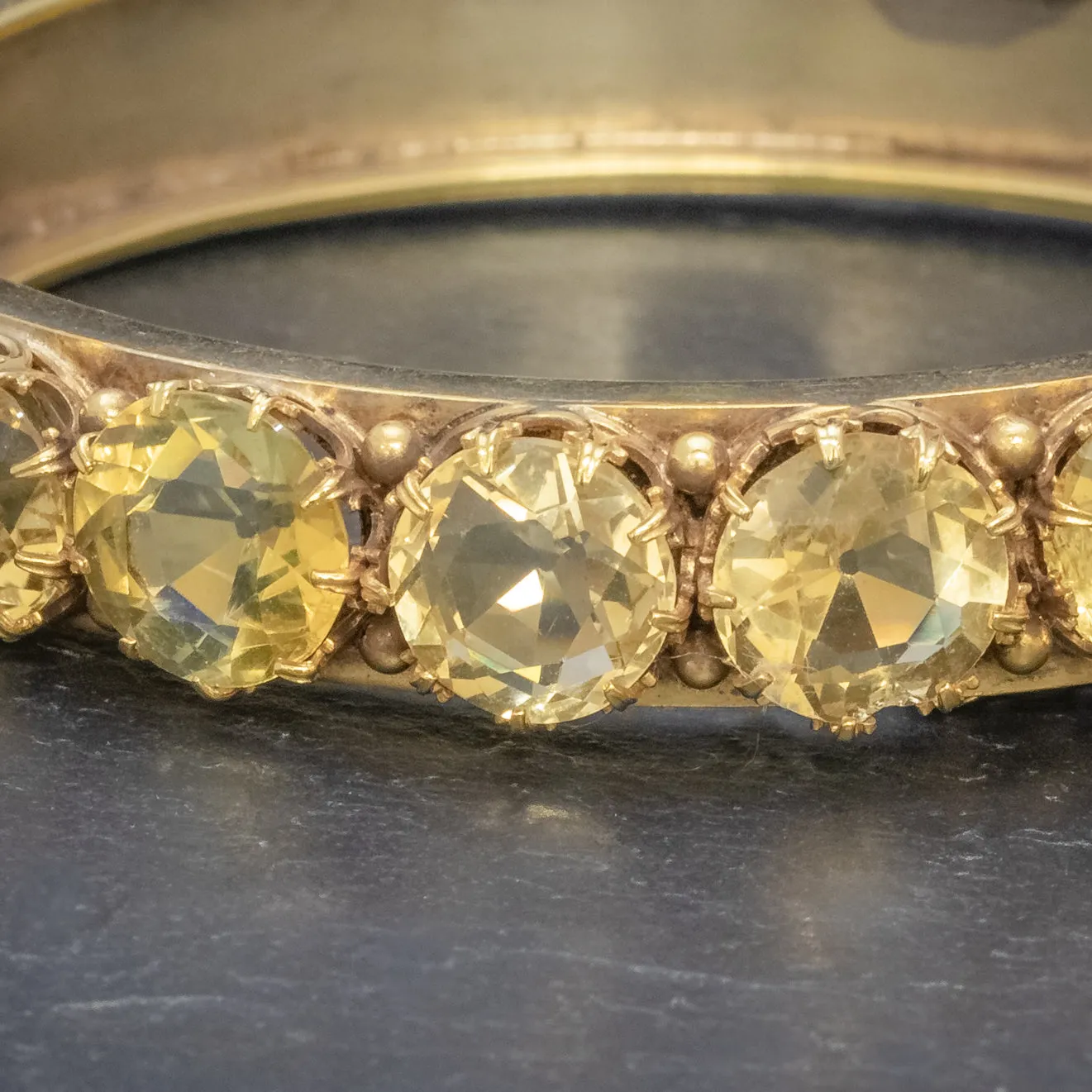 Antique Victorian Citrine Bangle Silver 18Ct Gold Gilt Circa 1900