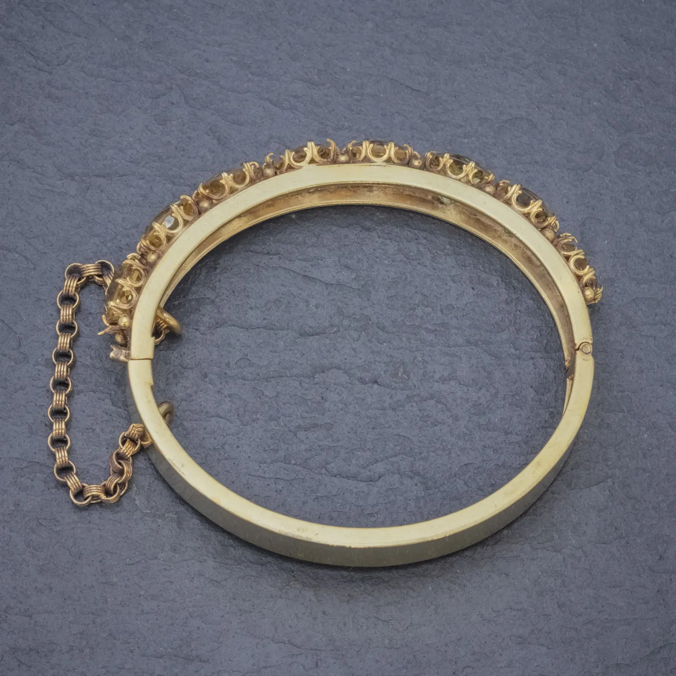 Antique Victorian Citrine Bangle Silver 18Ct Gold Gilt Circa 1900