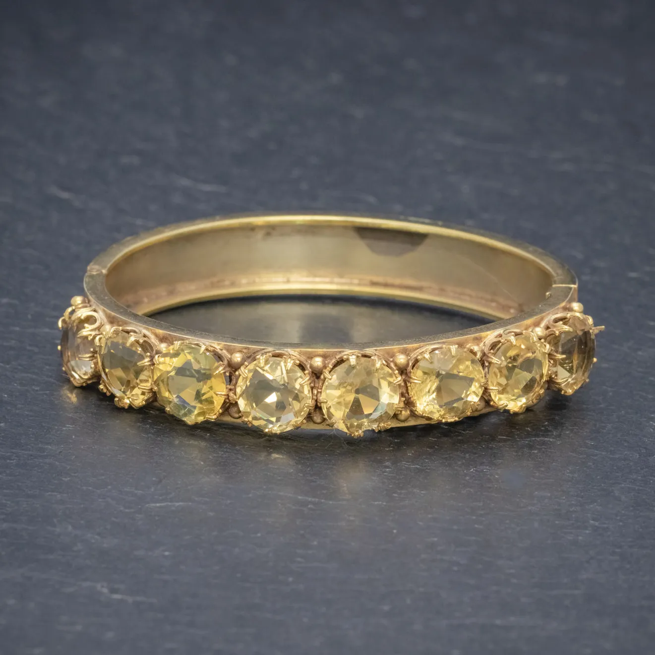 Antique Victorian Citrine Bangle Silver 18Ct Gold Gilt Circa 1900