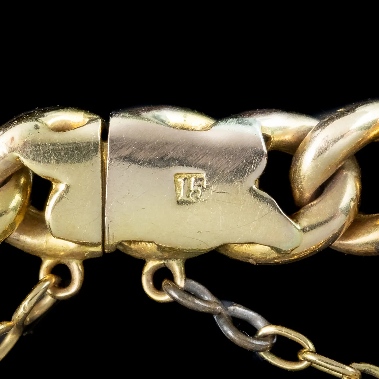 Antique Victorian Green Tourmaline Pearl Curb Bracelet 15ct Gold