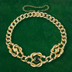 Antique Victorian Green Tourmaline Pearl Curb Bracelet 15ct Gold