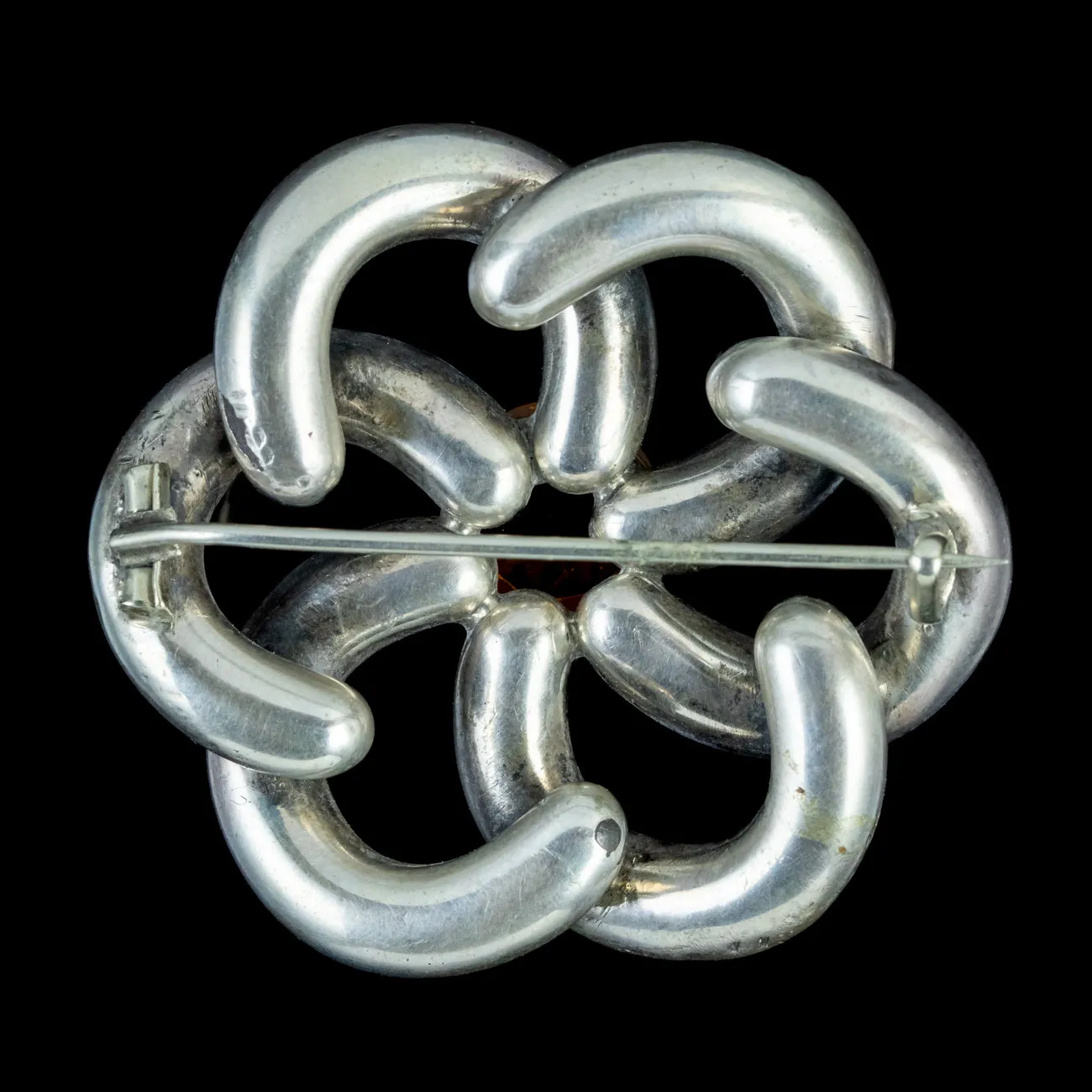 Antique Victorian Scottish Agate Brooch Silver Circa 1860