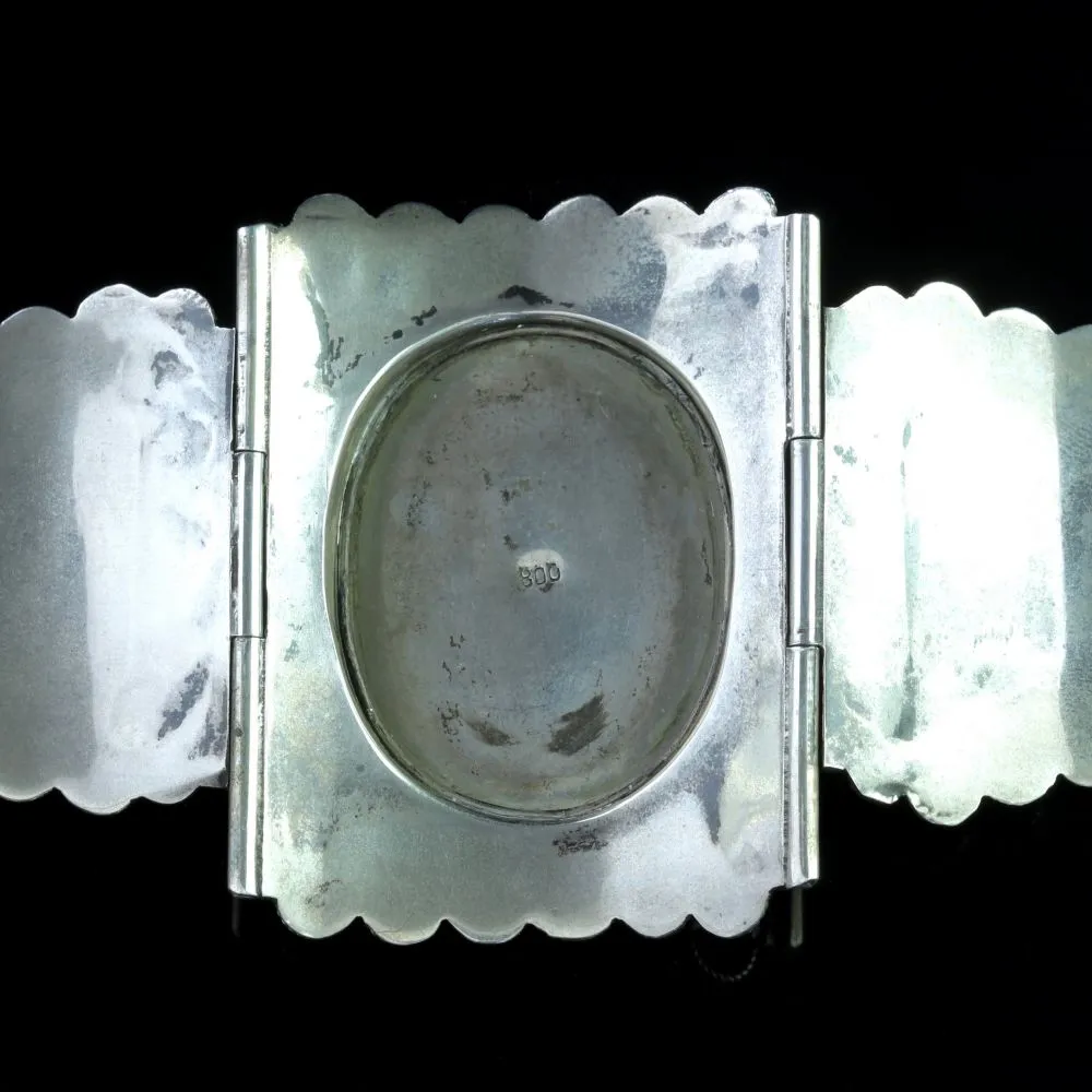 Antique Victorian Silver Portrait Of A Young Woman Bangle