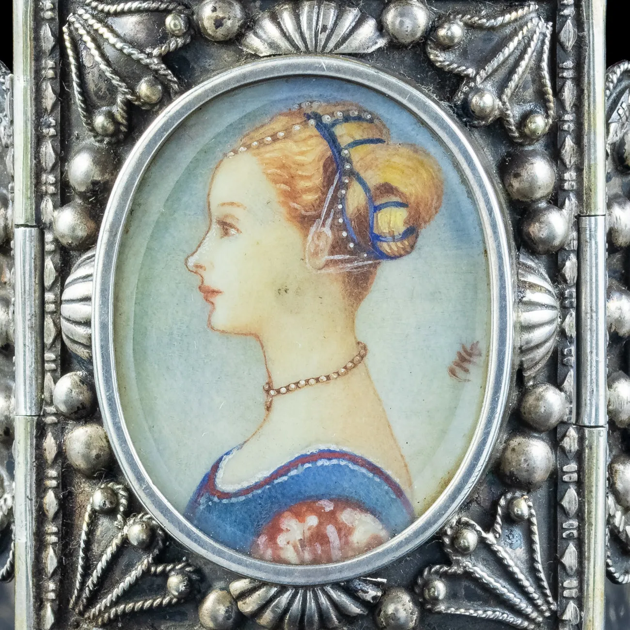 Antique Victorian Silver Portrait Of A Young Woman Bangle