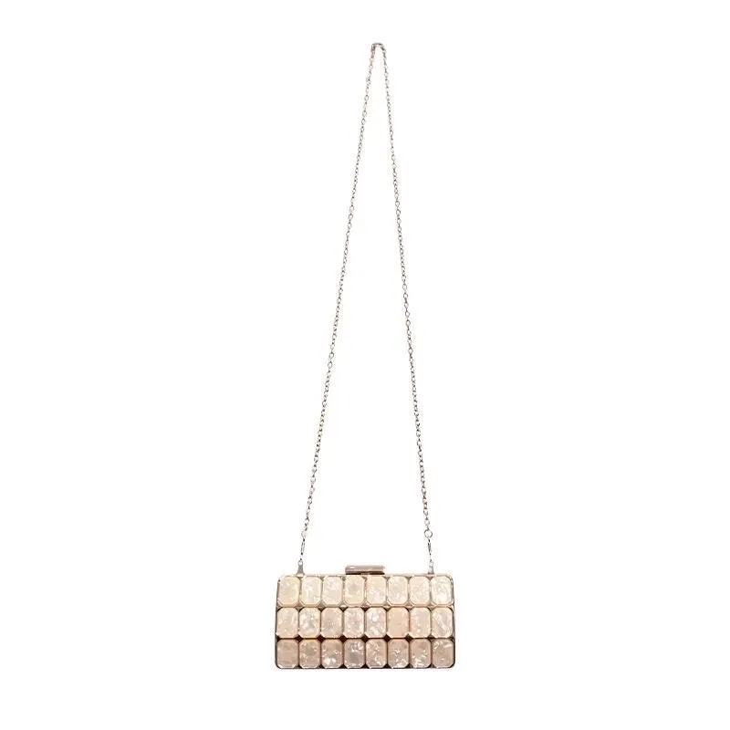 Arylic Marble Square Clutch Evening Bag