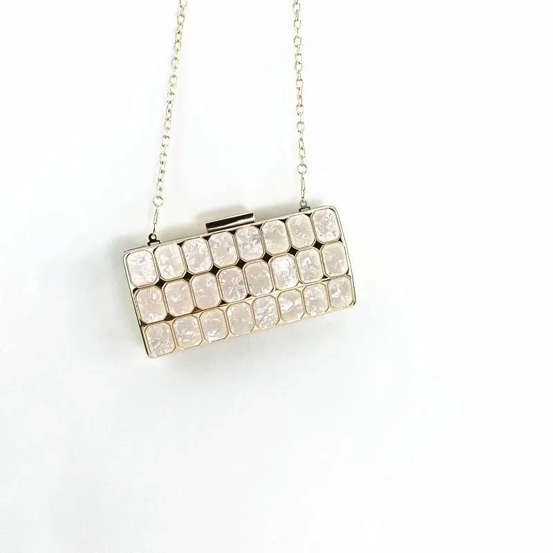 Arylic Marble Square Clutch Evening Bag