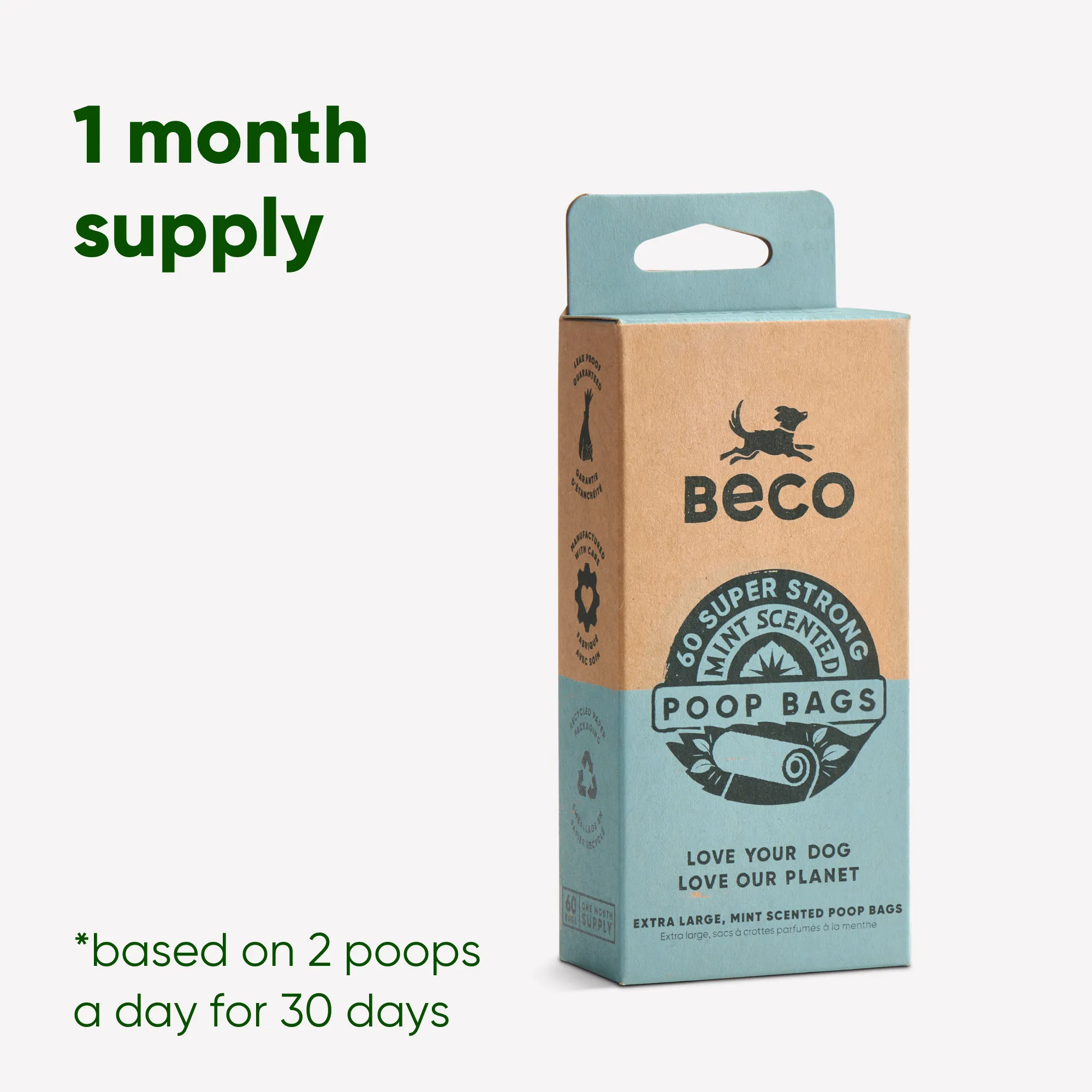 Beco Poop Bag, Mint Scented | Big, Strong, Leak-Proof
