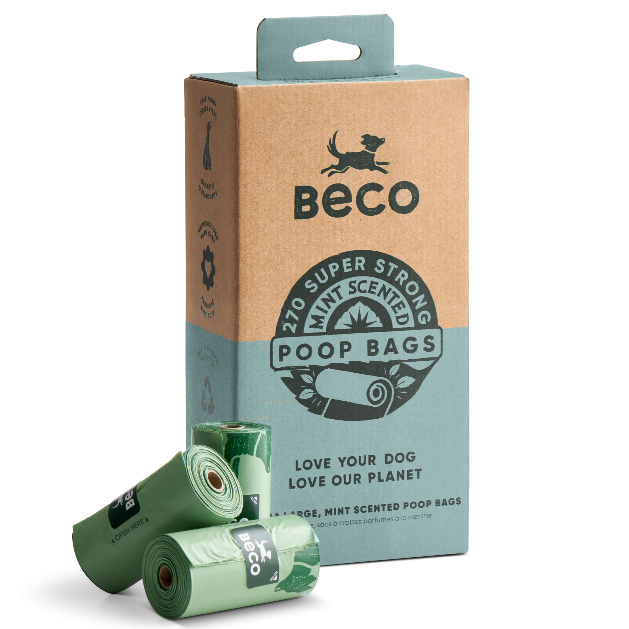 Beco Poop Bag, Mint Scented | Big, Strong, Leak-Proof