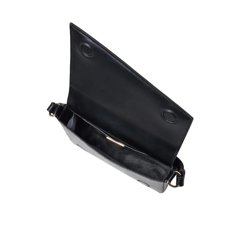 BLACK VEGAN LEATHER SHOULDER BAG