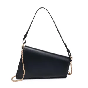 BLACK VEGAN LEATHER SHOULDER BAG