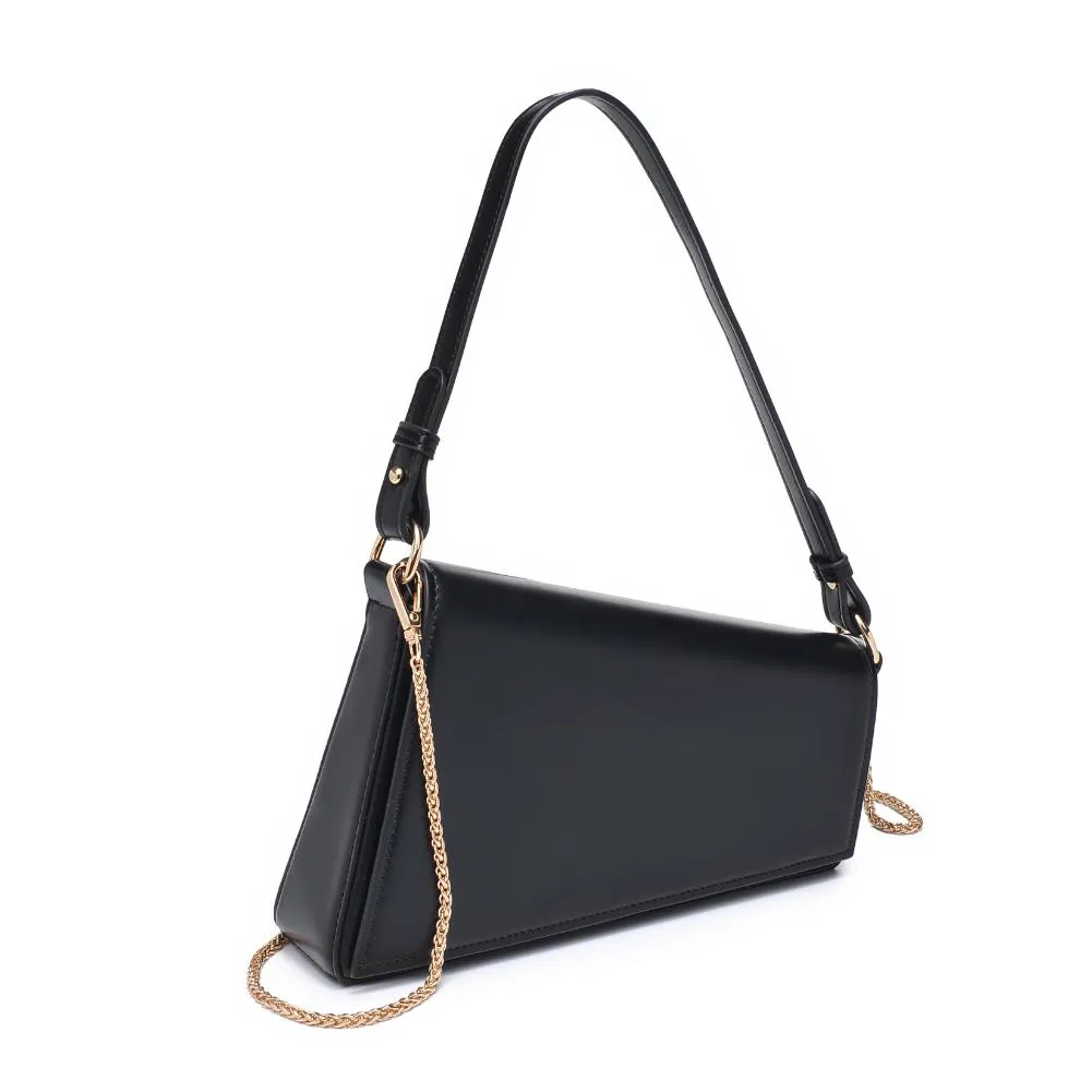 BLACK VEGAN LEATHER SHOULDER BAG