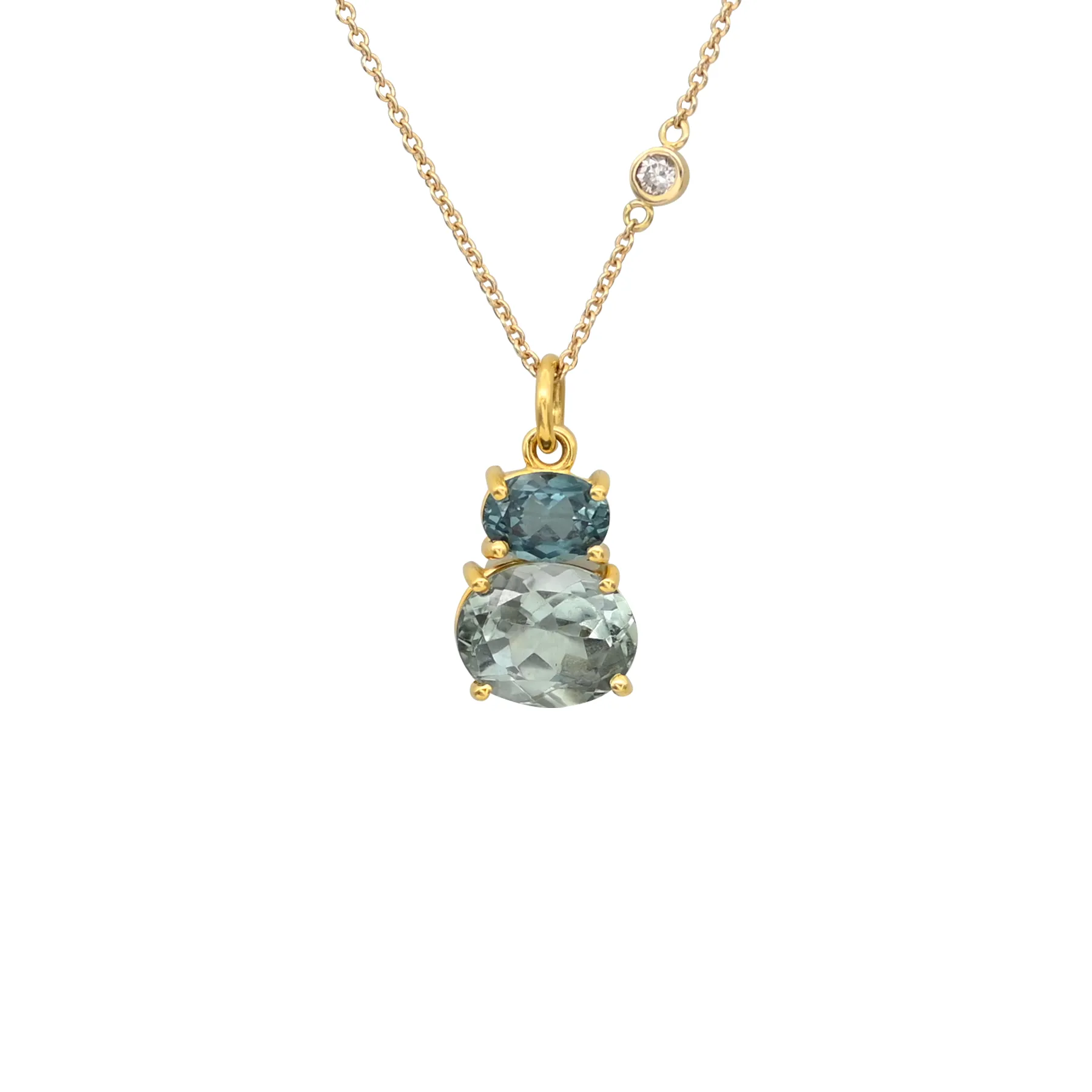BLUE DOUBLE TOURMALINE PENDANT 18K YELLOW GOLD